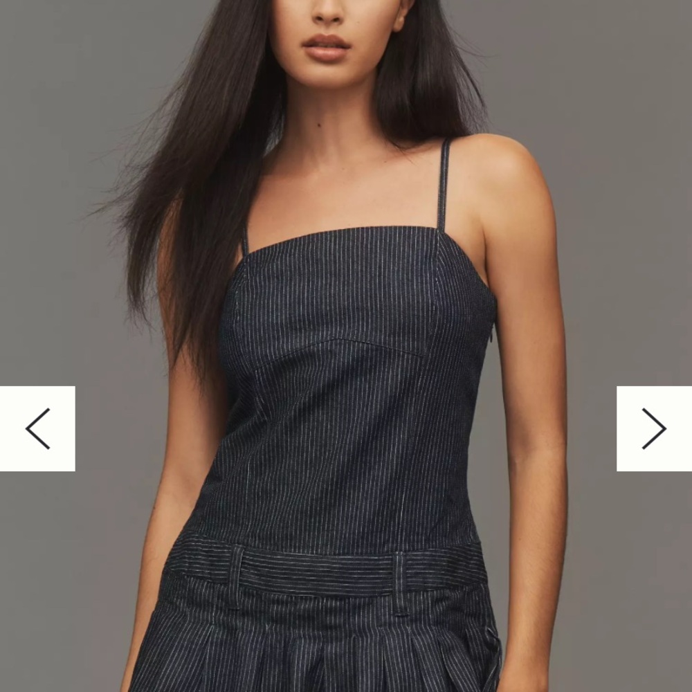 Pilcro Dark Denim Pinstripe Mini Dress